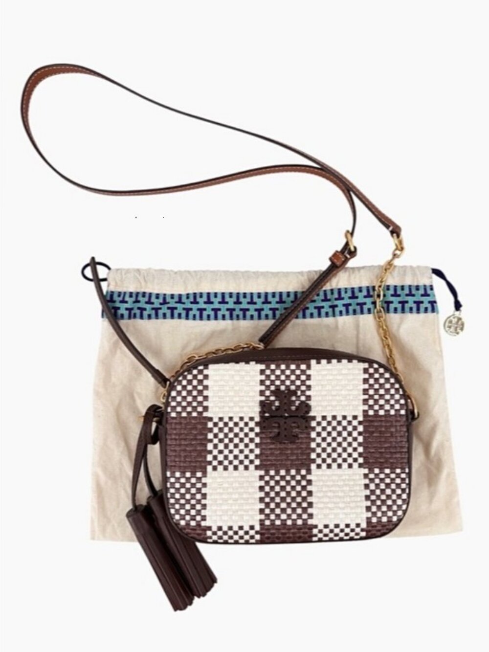TORY BURCH McGraw Woven Plaid Camera Bag - Picture 11 of 12